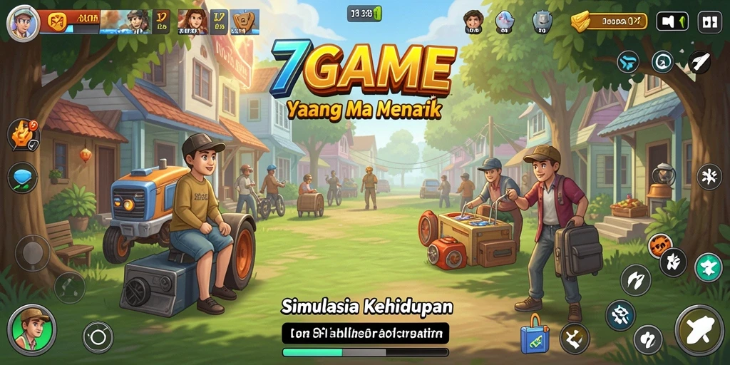Tampilan gameplay 7GAME dengan simulasi kehidupan yang realistis.