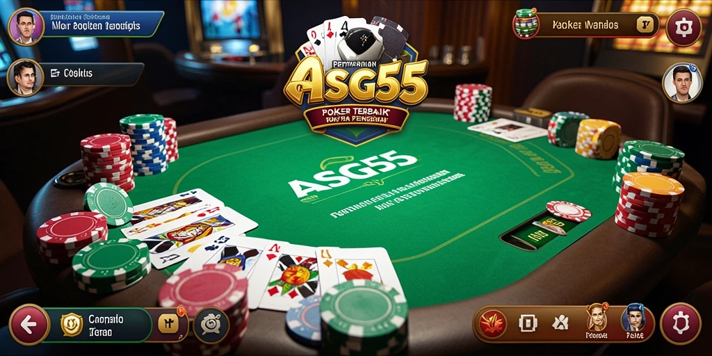 Tampilan gameplay ASG55 dengan aksi poker yang mendebarkan.