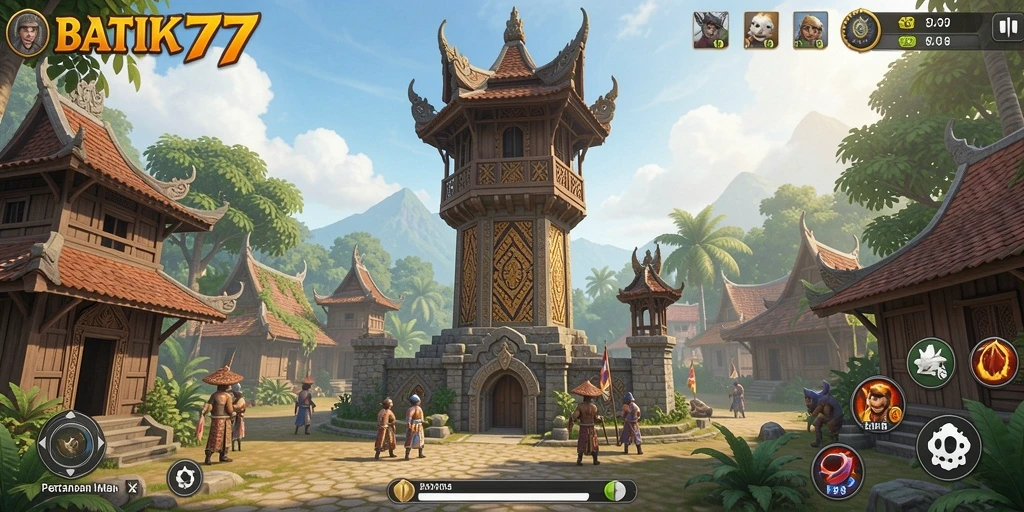 Tampilan gameplay seru di BATIK77 dengan strategi menara pertahanan.