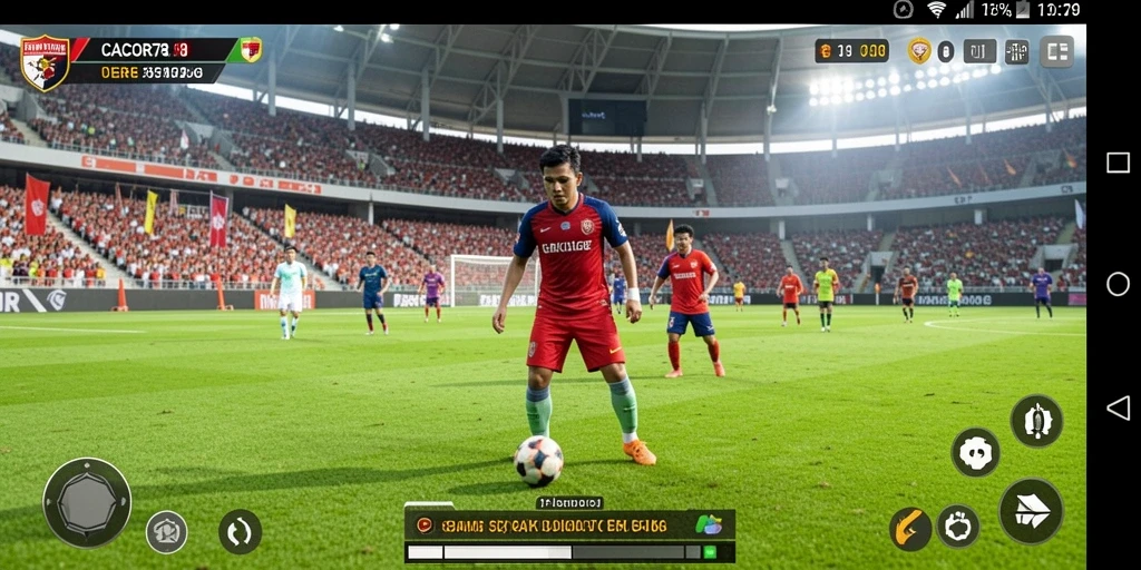 Tampilan gameplay seru di CACOR78 dengan aksi sepak bola yang mendebarkan.