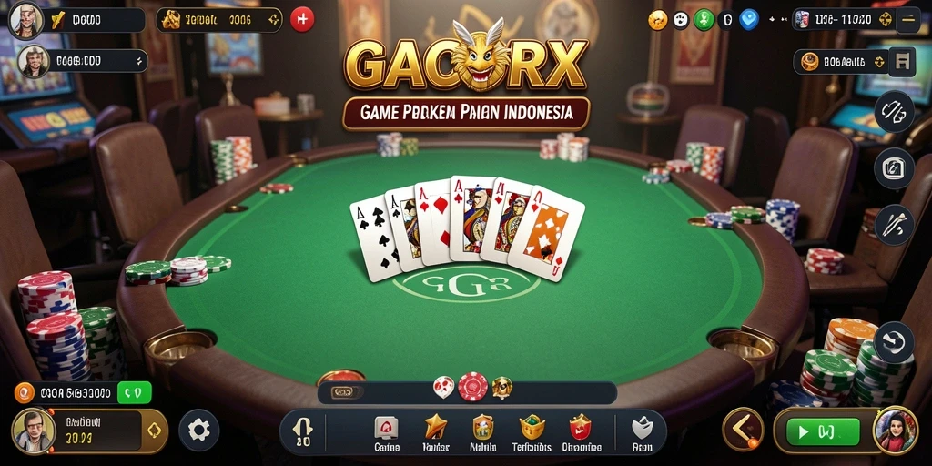 Tampilan gameplay seru di GACORX dengan pemain poker yang kompetitif.