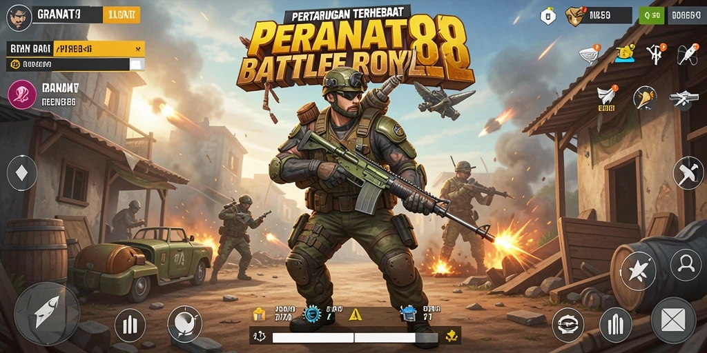 Tampilan gameplay mendebarkan dari GRANAT88 saat pertempuran di Battle Royale.