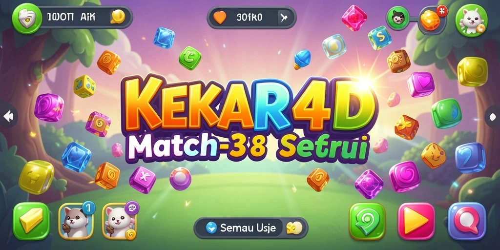 Tampilan gameplay seru di KEKAR4D dengan elemen Match-3 yang menarik.