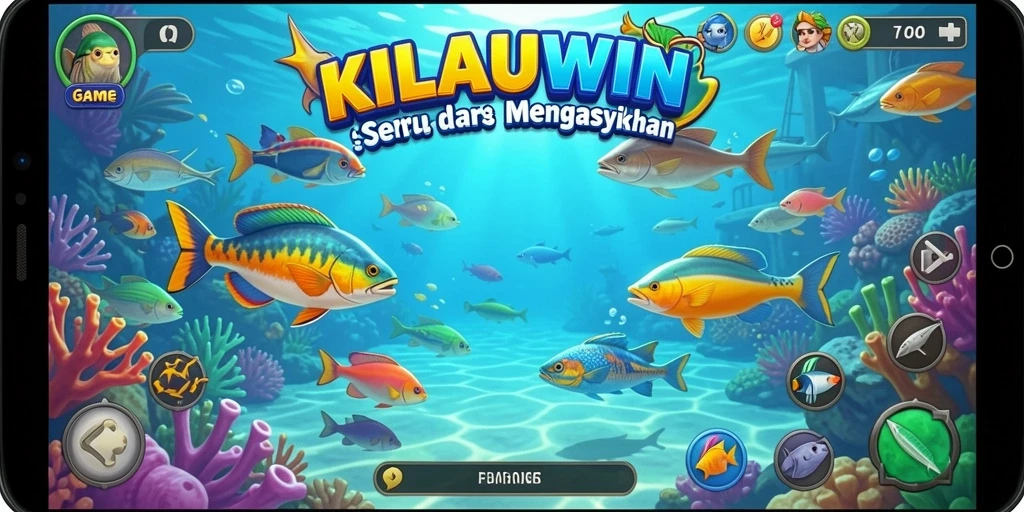 Tampilan gameplay seru di KILAUWIN saat menangkap ikan.
