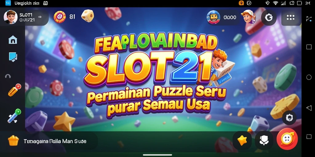 Tampilan screenshots SLOT21 menampilkan tantangan puzzle yang berwarna-warni.