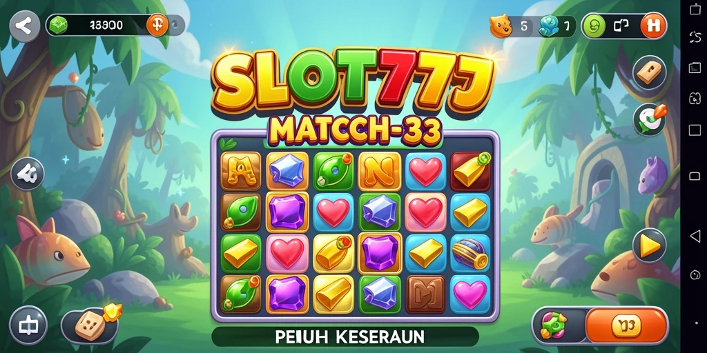 Screenshot SLOT777 menampilkan aksi mencocokkan simbol dalam gameplay Match-3.