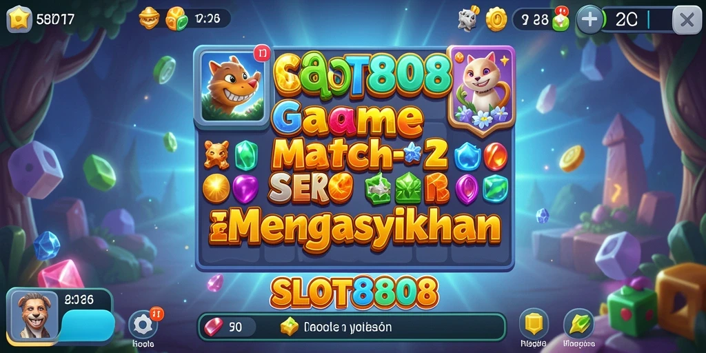 Tampilan gameplay seru dalam SLOT8808, memadukan permata untuk mencapai skor tinggi.