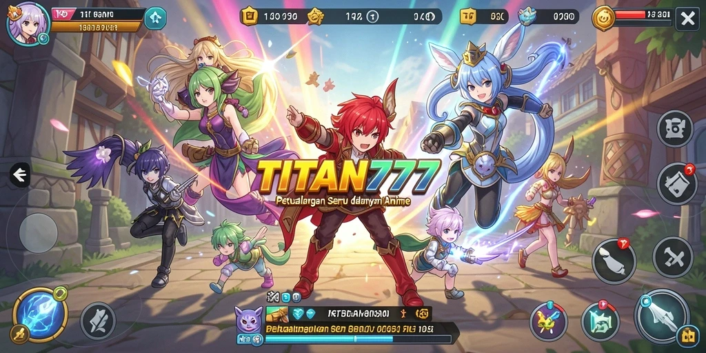 Tangkapan layar utama TITAN777 menampilkan aksi seru dalam gameplay Anime.