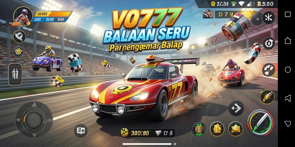 Tampilan gameplay VO777 yang mendebarkan di lintasan balap.